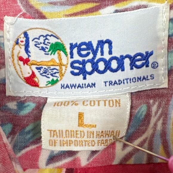 Vintage Reyn Spooner Hawaiian Camp Shirt Reverse Weave SZ L Ukulele Tropical - Picture 6 of 7